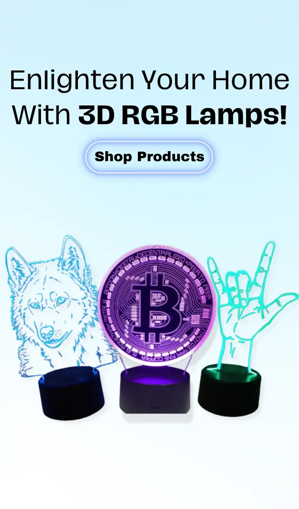 Enlighten Your Home With 3D RGB Lamps Led hexagonmart led 3d lamps hand shape lamp bitcoin figure lamp wolf figure lamp bike figure lamp